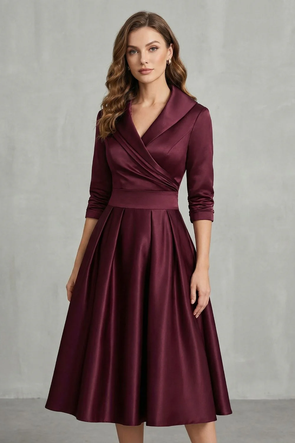 Élodianne – Draped collar elegance – Midi dress - Image 7