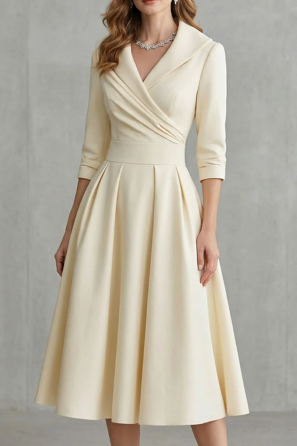 Élodianne – Draped collar elegance – Midi dress - Image 8
