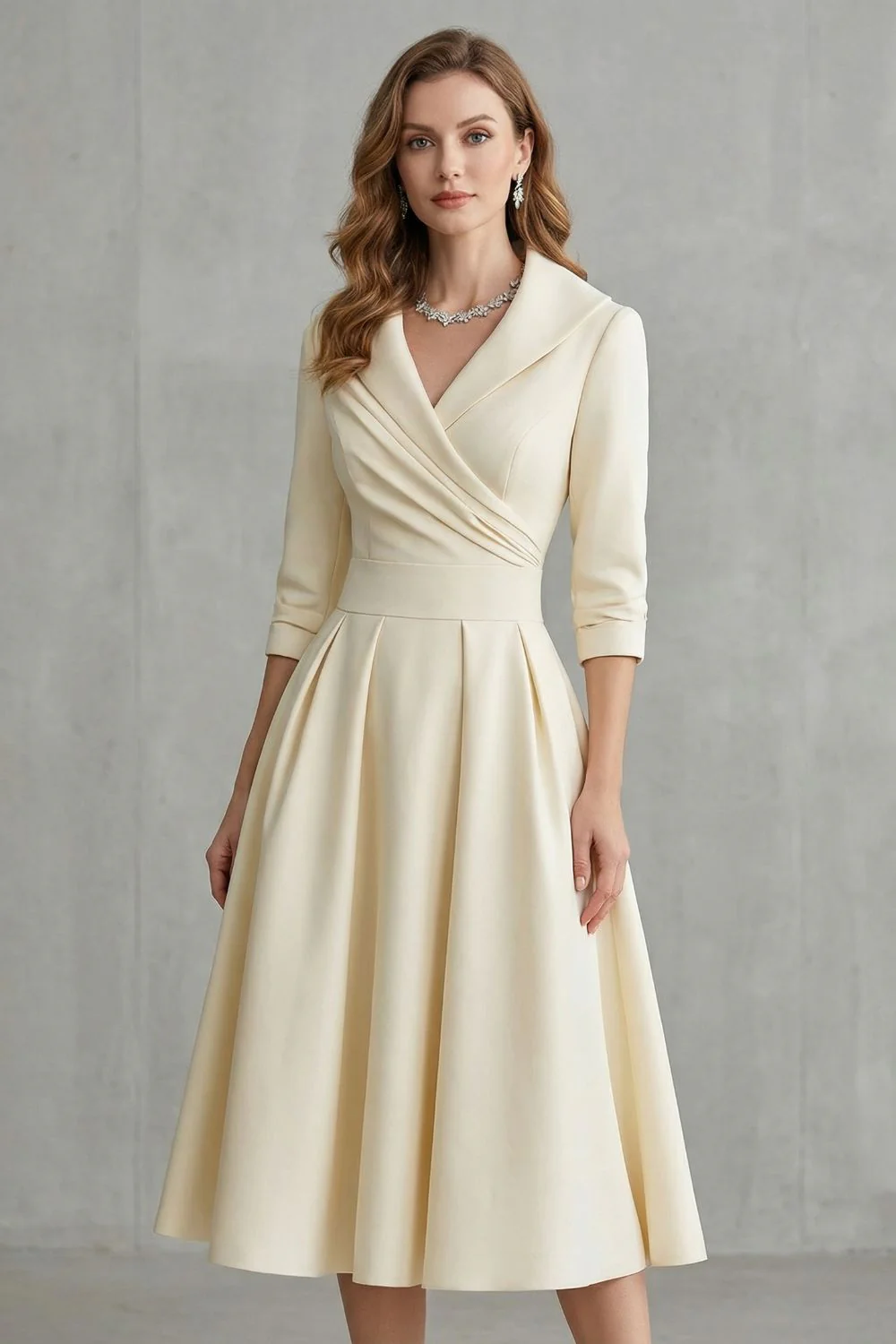 Élodianne – Draped collar elegance – Midi dress - Image 9