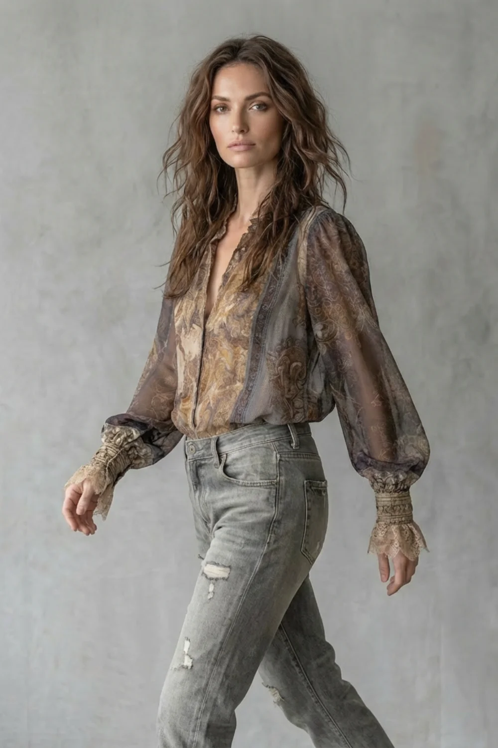 Élorine – Sheer paisley romance – Boho blouse - Image 3