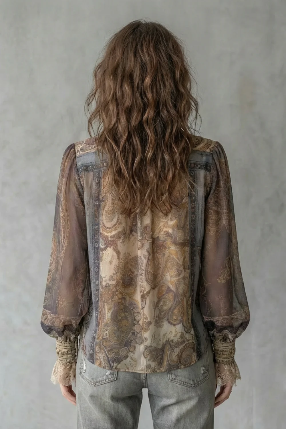 Élorine – Sheer paisley romance – Boho blouse - Image 4
