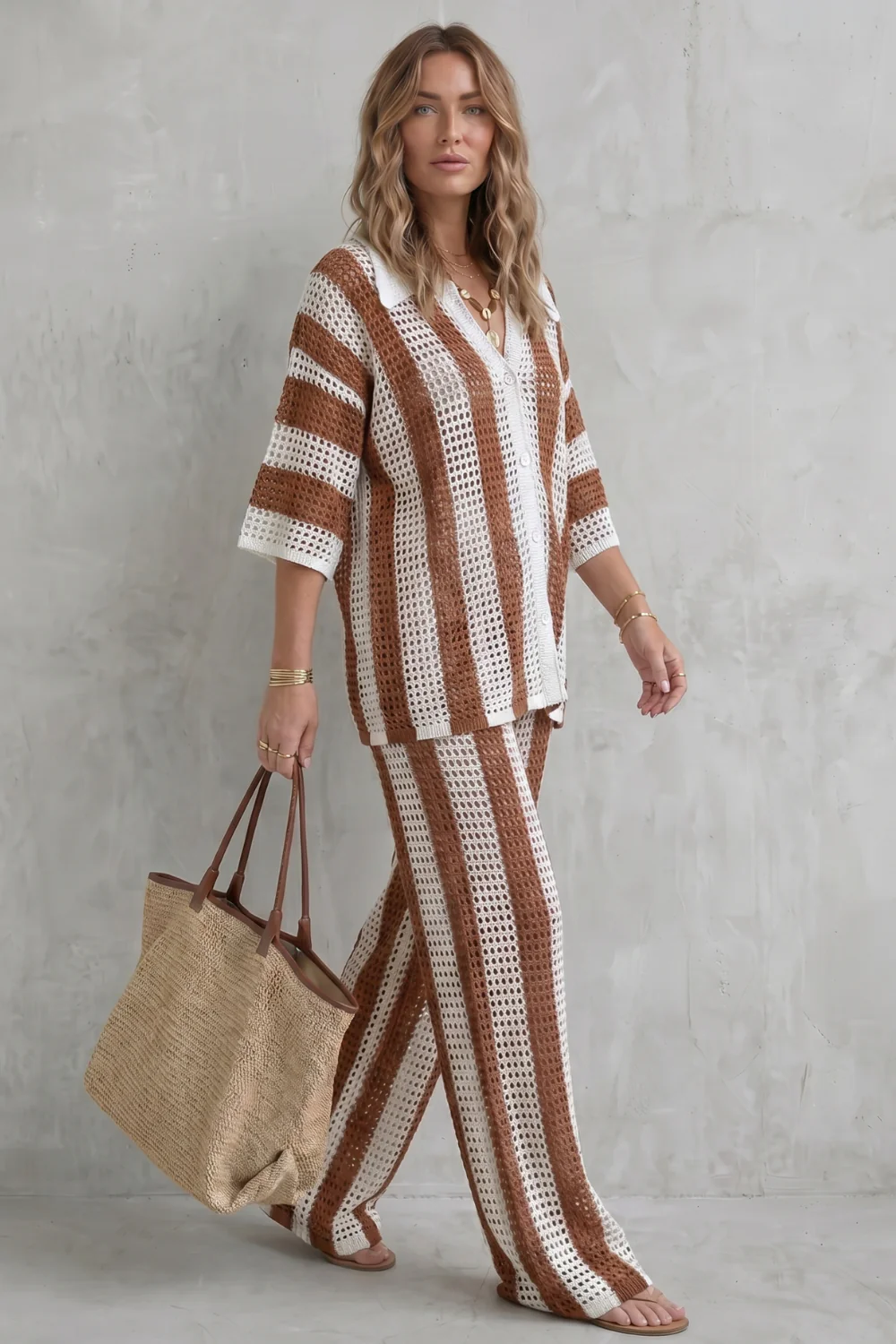 Evarisse – Striped crochet texture – Summer co-ord set - Image 3