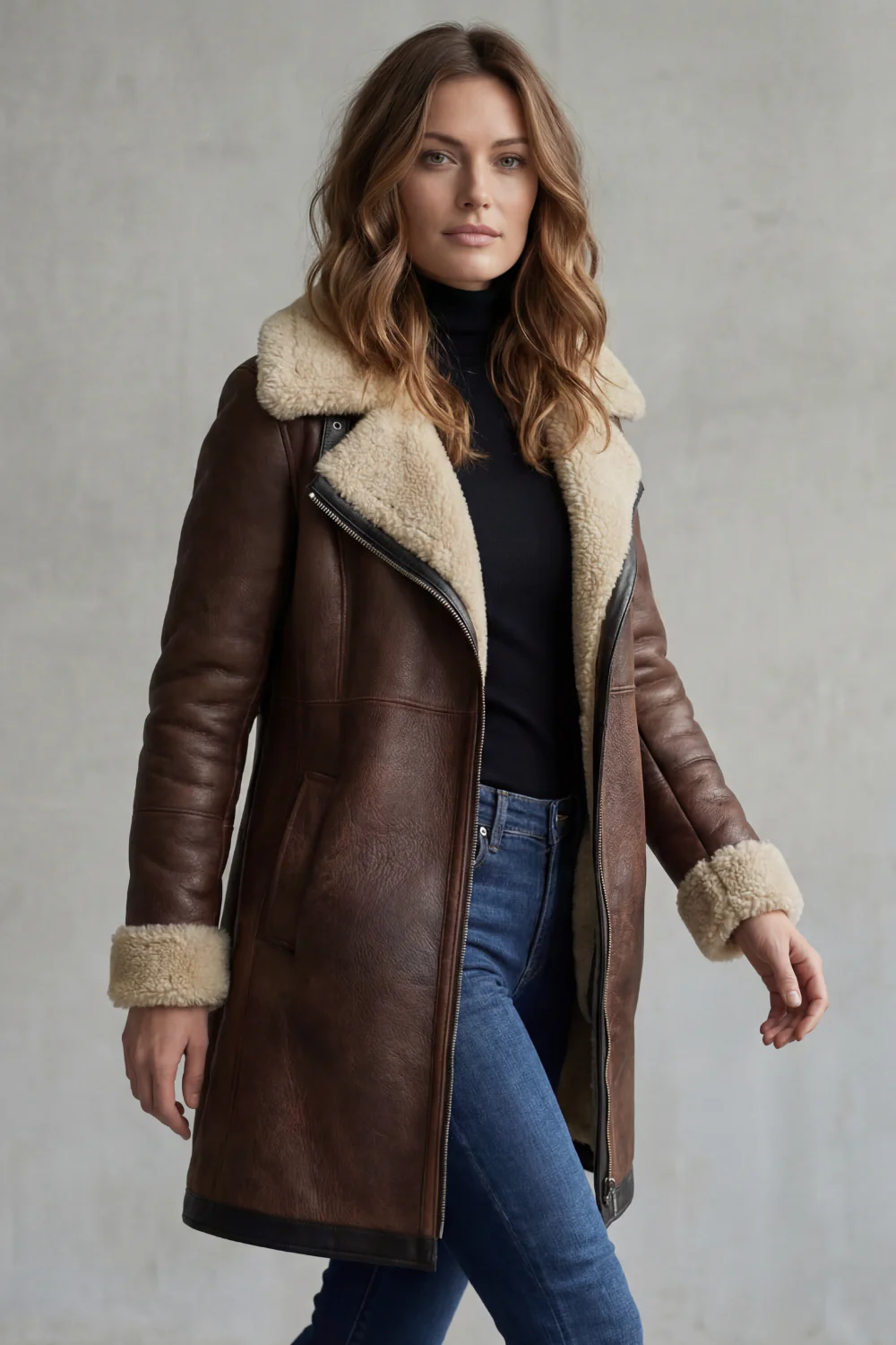 Everlyn – Shearling-lined elegance – leather coat - Image 3