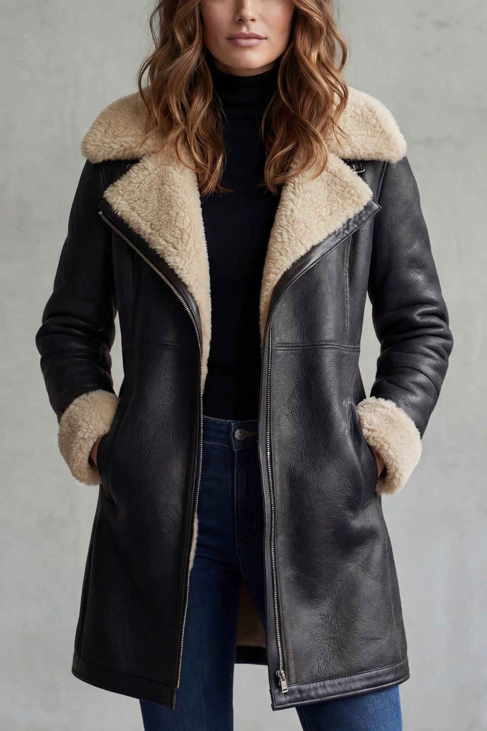 Everlyn – Shearling-lined elegance – leather coat - Image 5