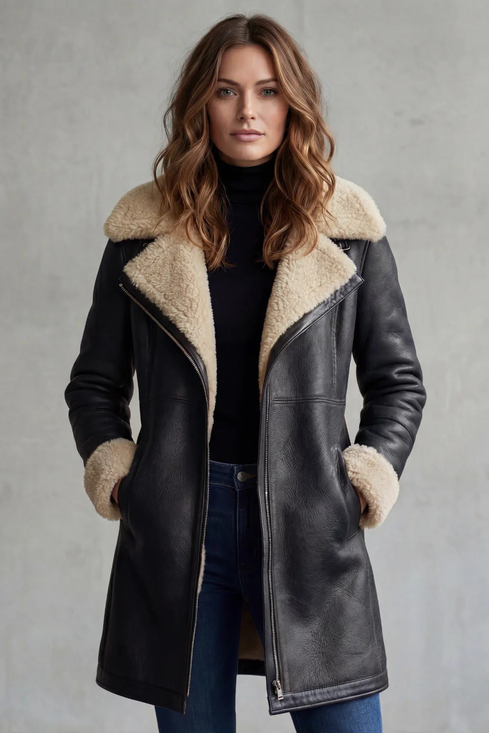 Everlyn – Shearling-lined elegance – leather coat - Image 6