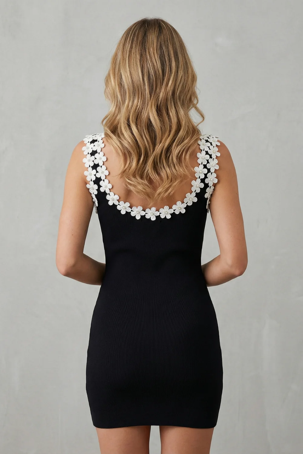 Faith – Sweet contrast – Women’s Bodycon Mini Dress with Flower Details - Image 4