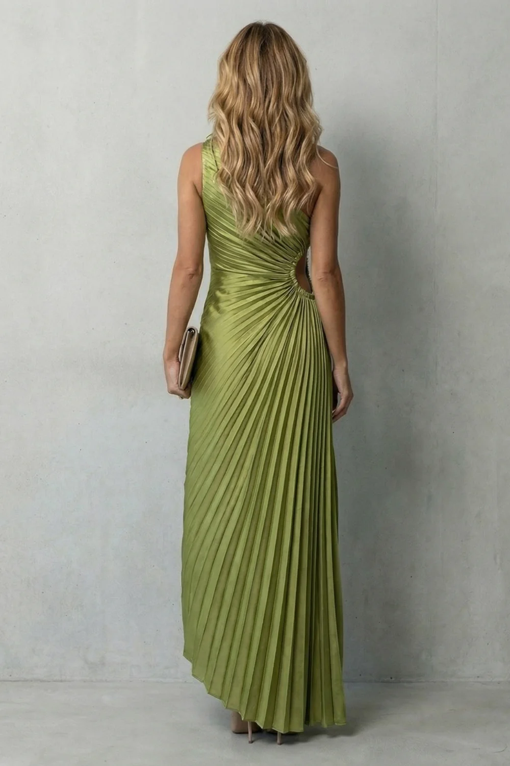 Felicity – Statement elegance – Women’s One-Shoulder Pleated Maxi Dress - Image 4