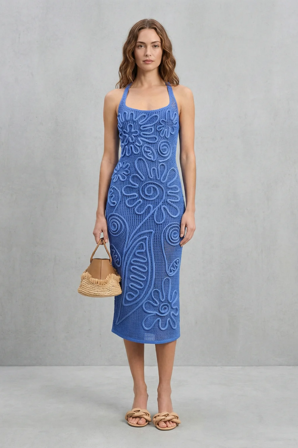 Fiorèra – Sculpted crochet bloom – Textured midi dress - Image 2