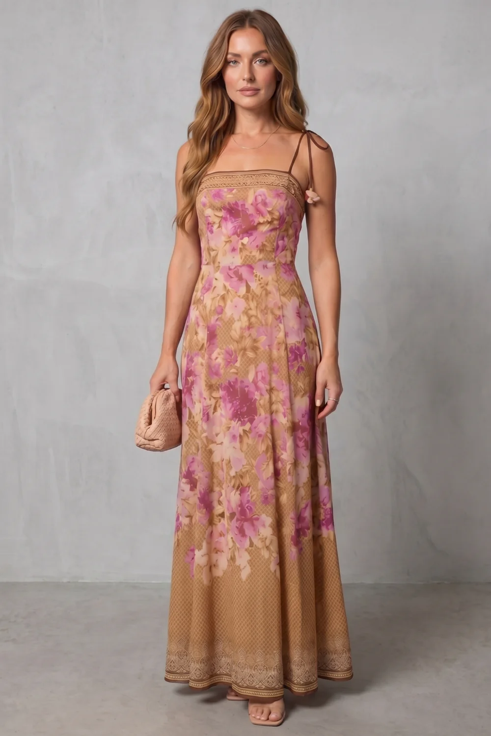 Floréline – Square neck floral grace – Maxi dress - Image 2