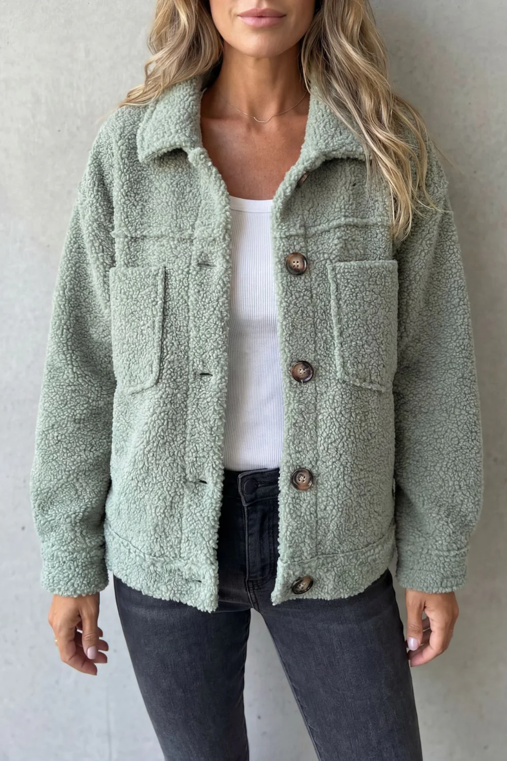 Floretta – Textured fleece style – Button-up jacket - Image 3