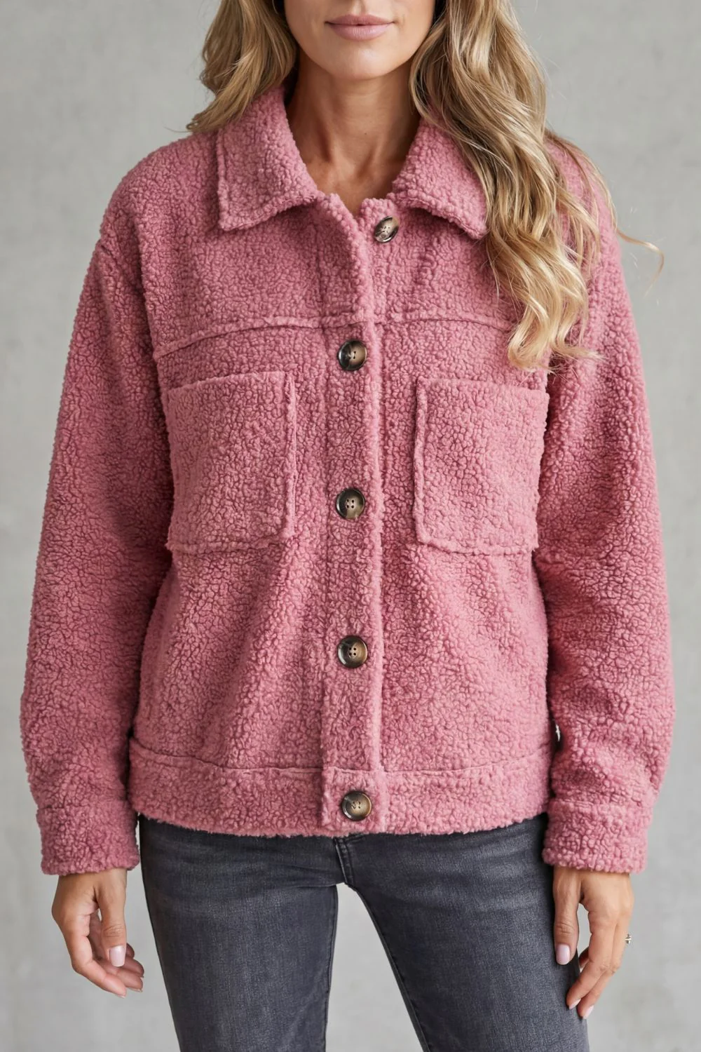 Floretta – Textured fleece style – Button-up jacket - Image 7