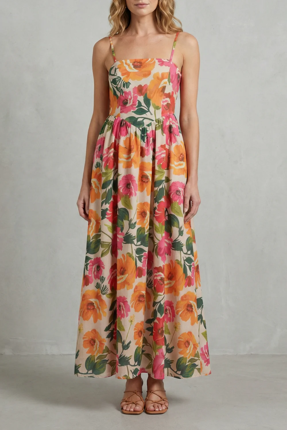 Florielle – Square neck floral charm – Midi dress