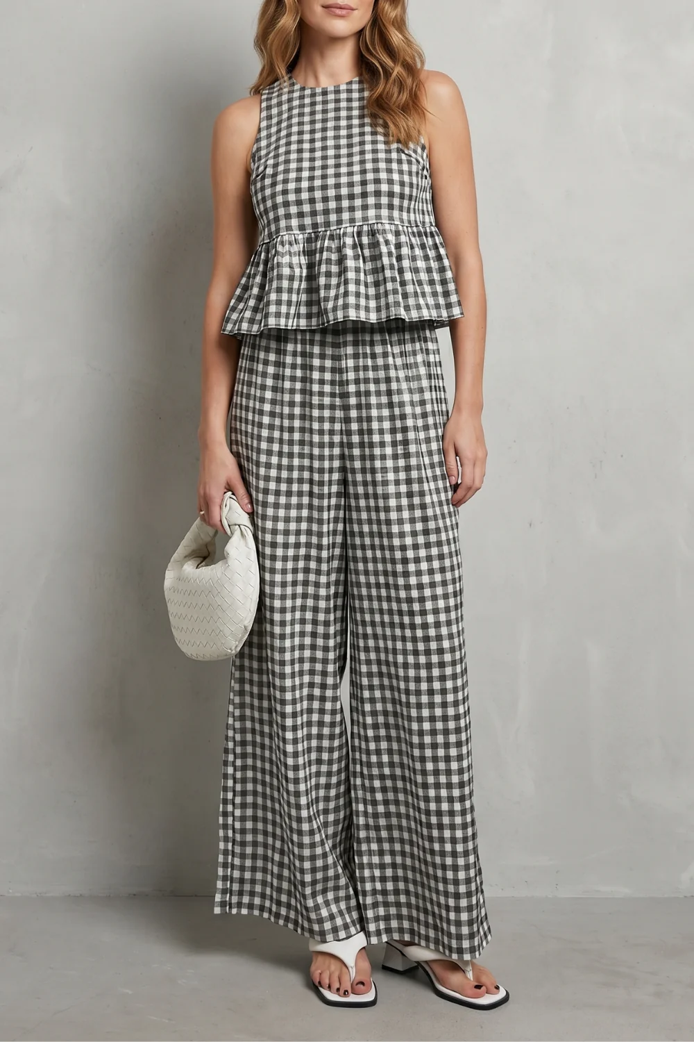 Gingelle – Gingham ruffle ease – Trouser set