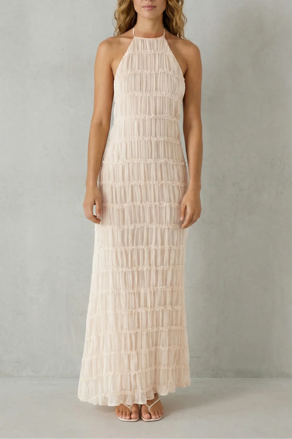 Greta – Modern texture – Women’s Backless Sculpted Texture Maxi Dress