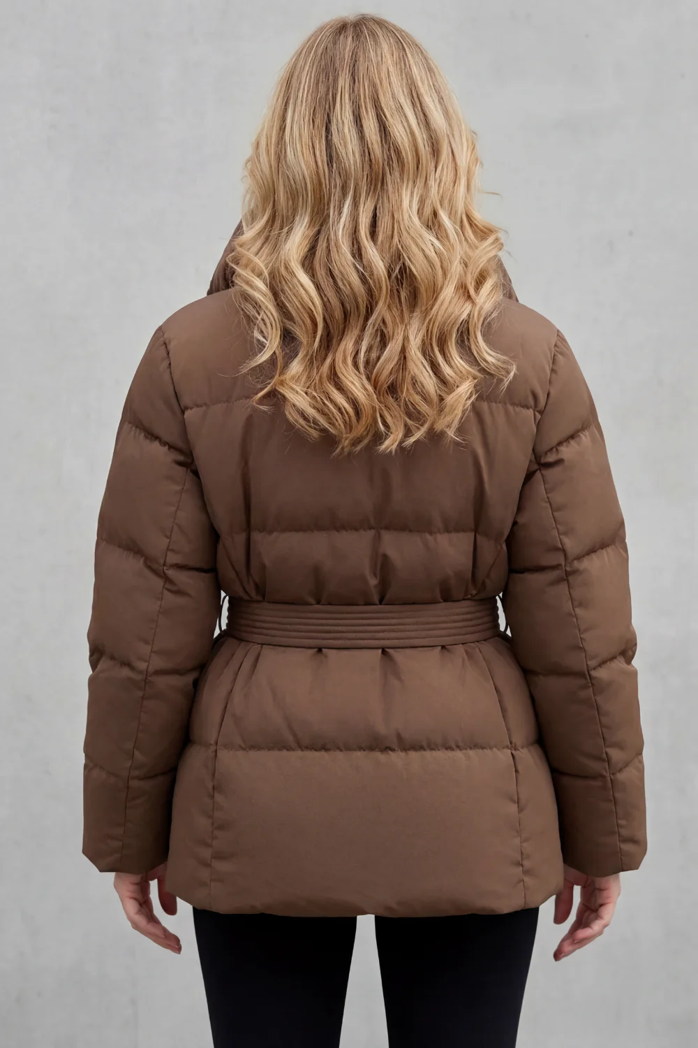 Valmira – Oversized collar – Belted puffer coat - Image 3