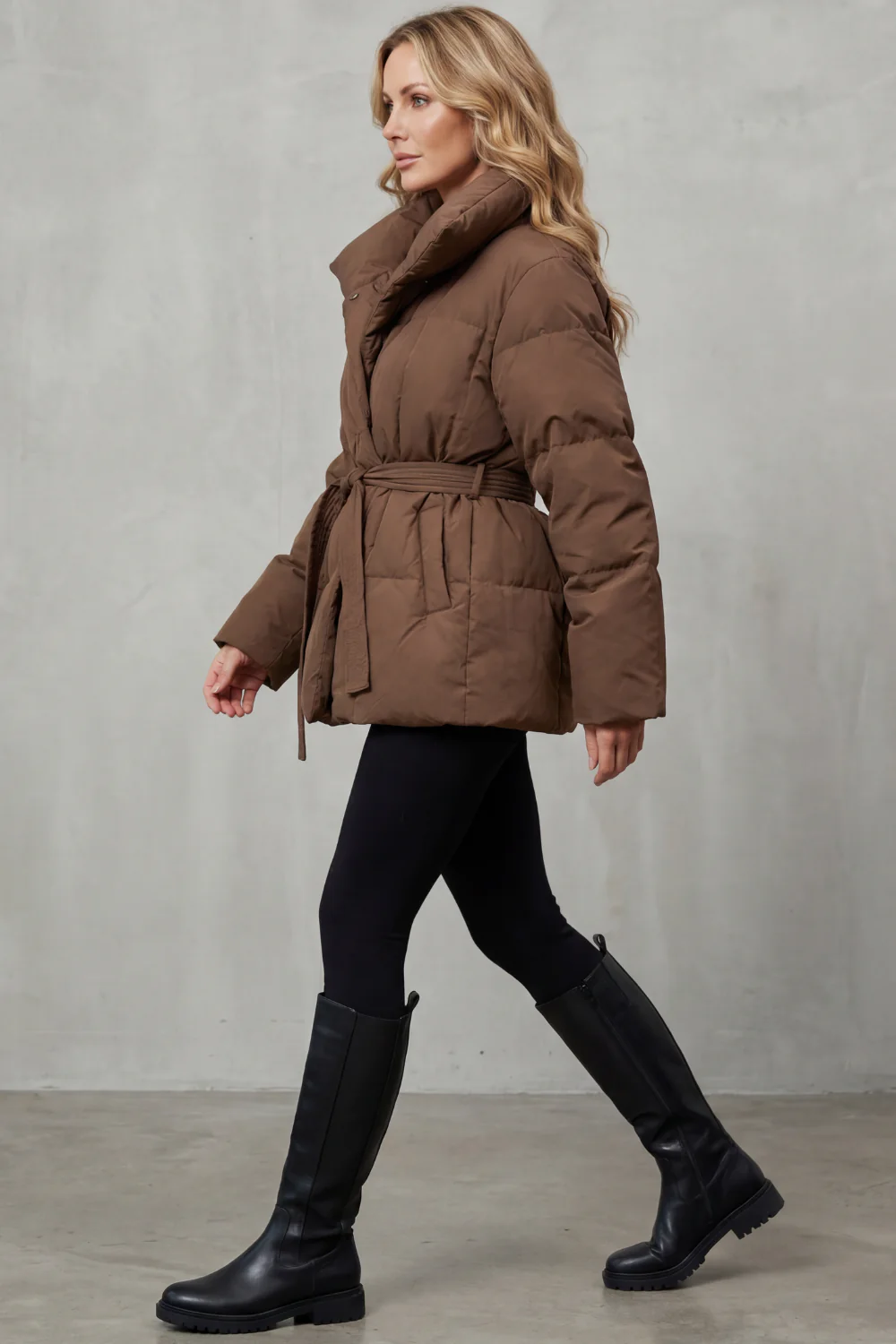 Valmira – Oversized collar – Belted puffer coat - Image 4