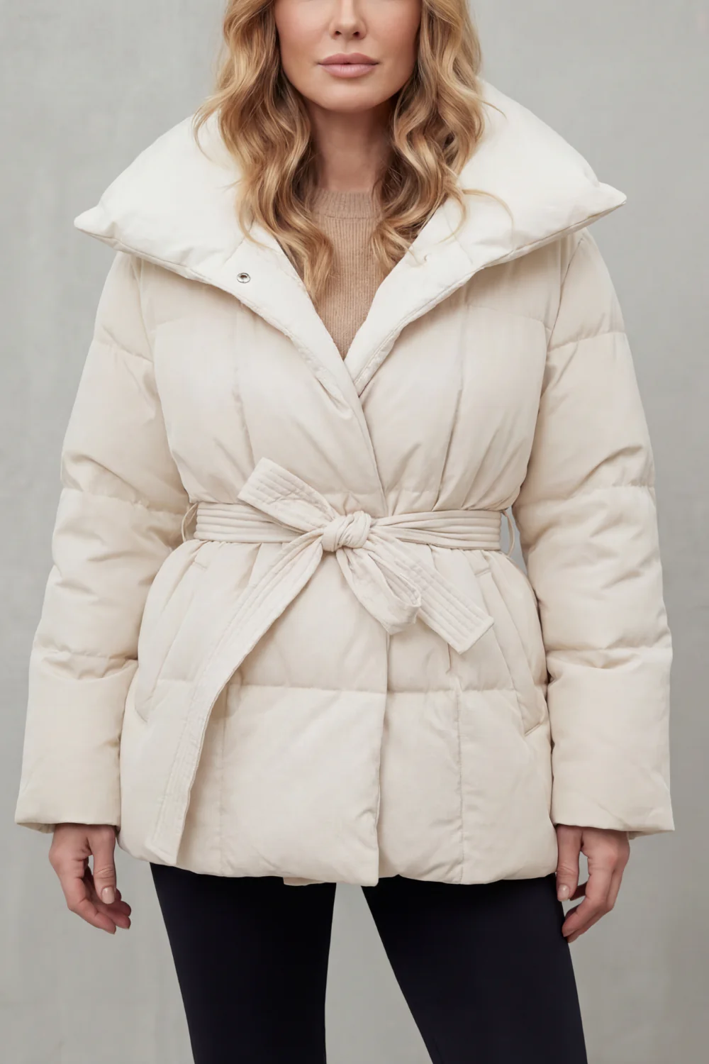 Valmira – Oversized collar – Belted puffer coat - Image 5