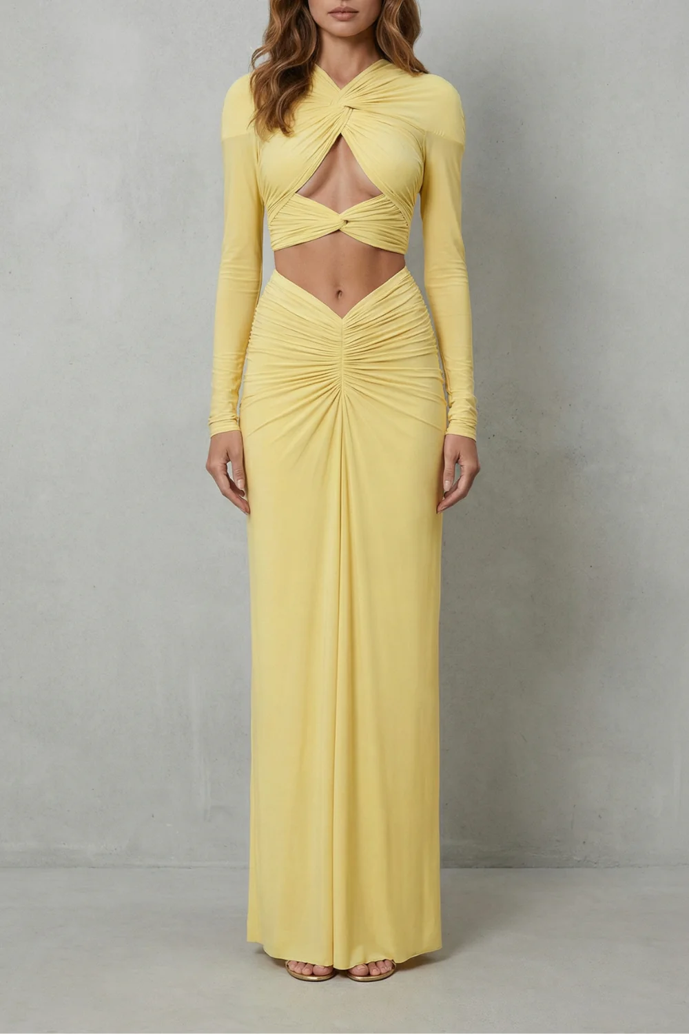 Juliet – Radiant allure – Women’s Ruched Cutout Skirt Set