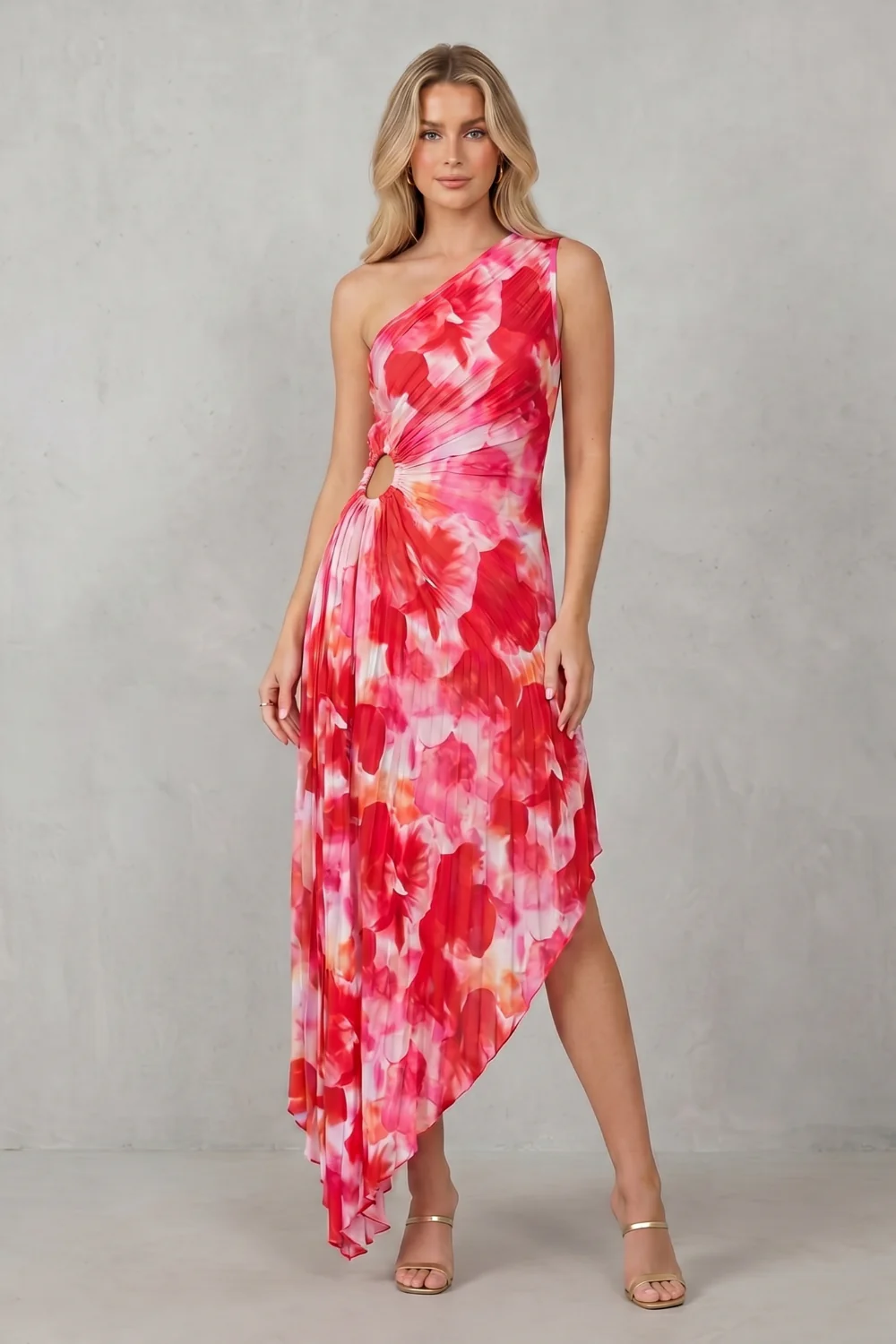 Juniper – Bold bloom – Women’s One-Shoulder Printed Maxi Dress - Image 2