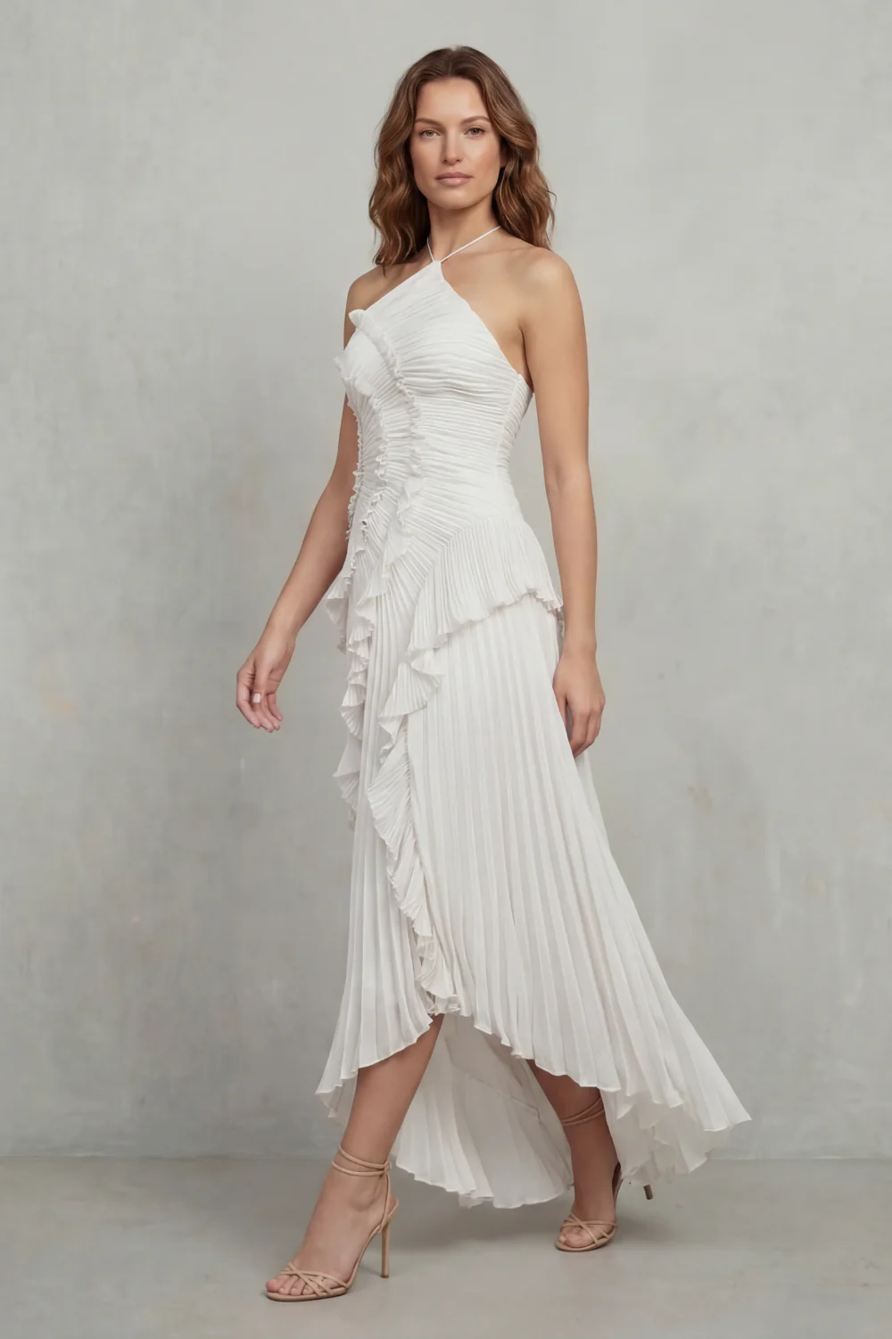 Lavirea – Sculpted pleats – One-shoulder midi dress - Image 8