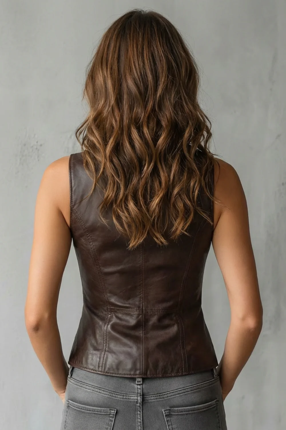 Lazaro – Retro structure – Sleeveless leather vest - Image 4