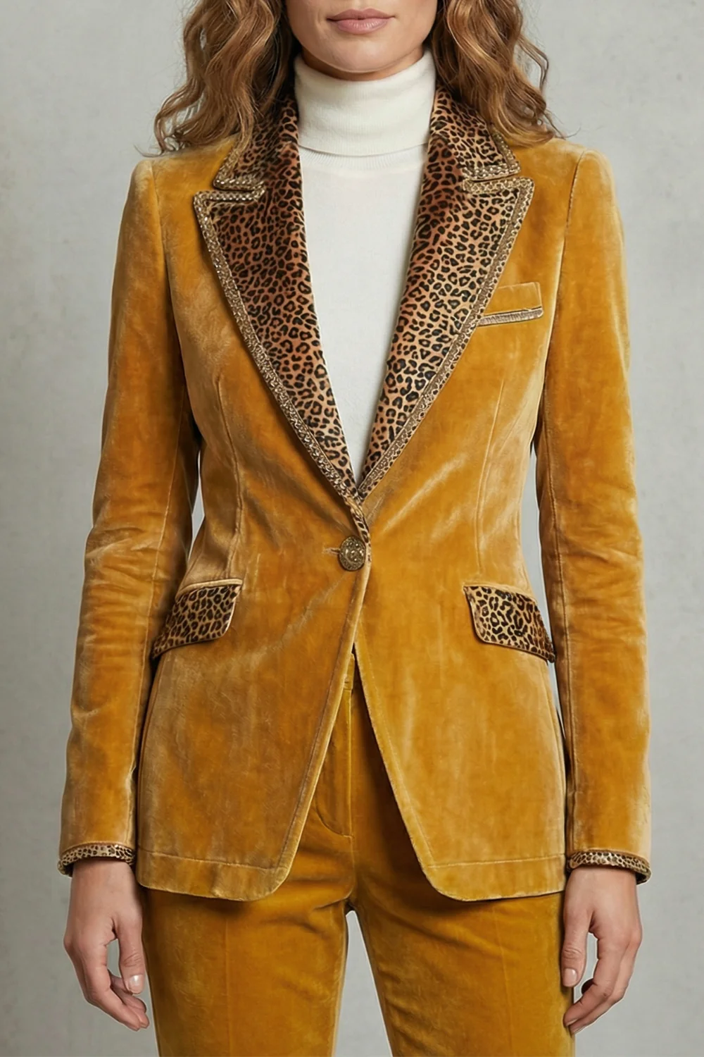 Léovelle – Leopard contrast elegant cut – Velvet blazer - Image 5