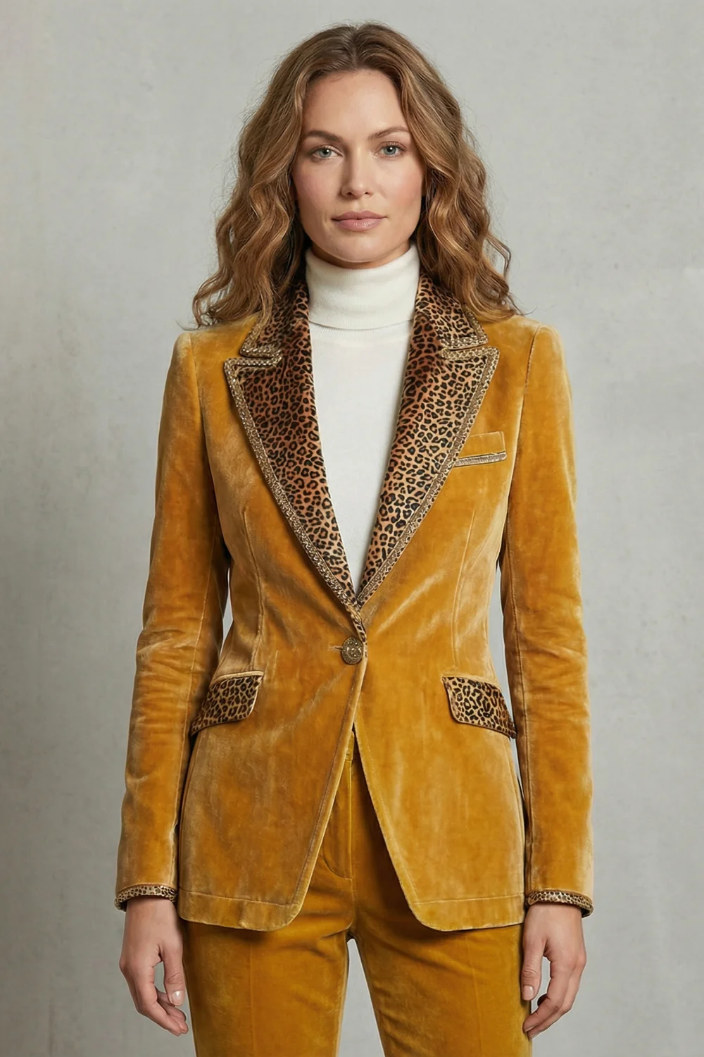 Léovelle – Leopard contrast elegant cut – Velvet blazer - Image 6