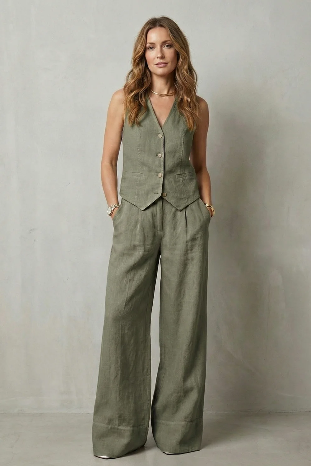 Linéaura – Relaxed tailored elegance – Vest and trouser set - Image 10