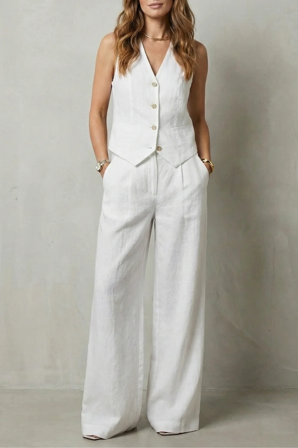 Linéaura – Relaxed tailored elegance – Vest and trouser set - Image 11