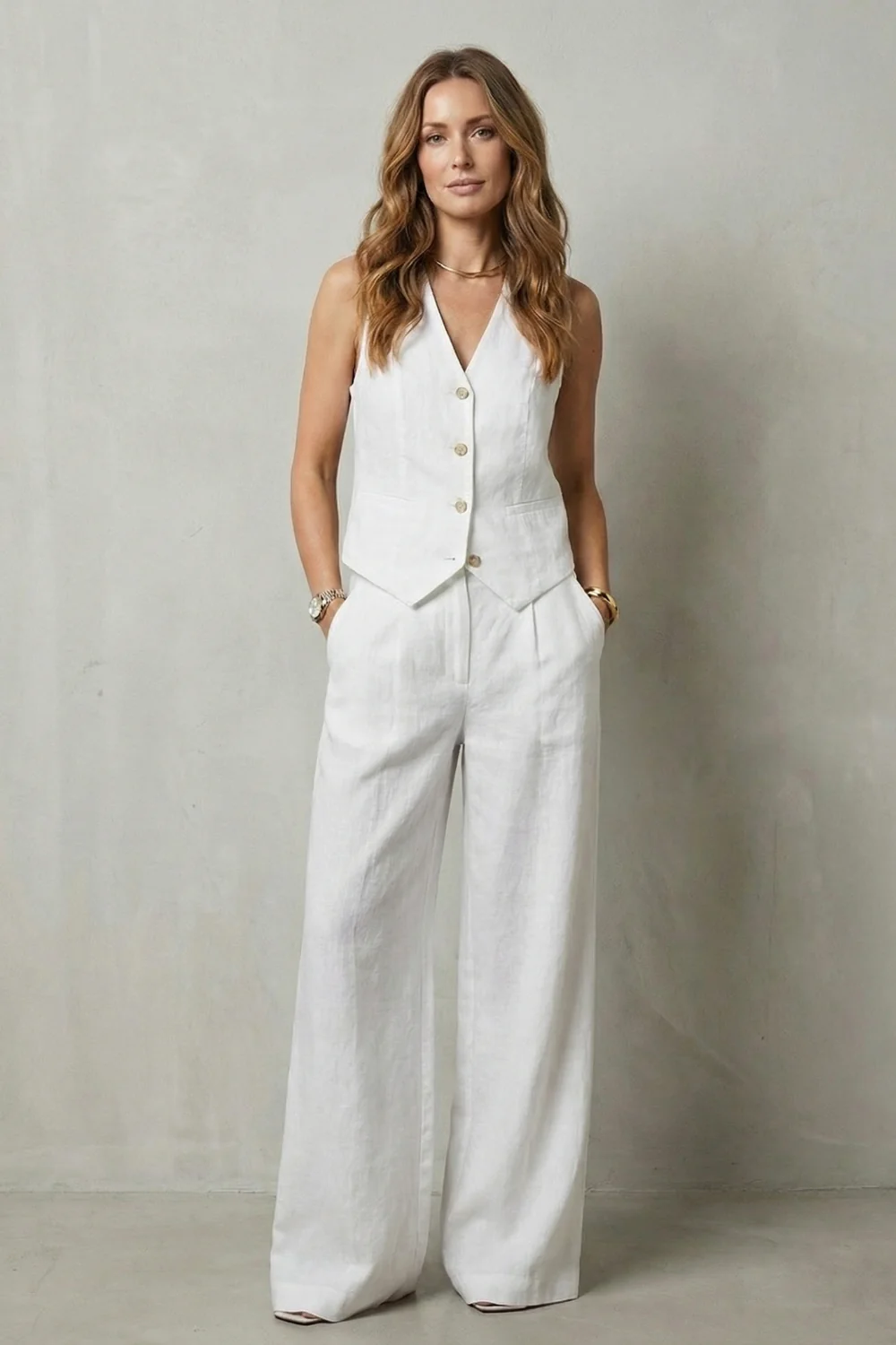 Linéaura – Relaxed tailored elegance – Vest and trouser set - Image 12