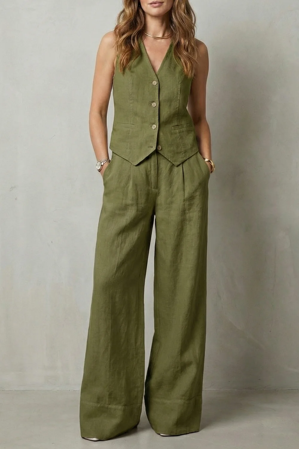 Linéaura – Relaxed tailored elegance – Vest and trouser set - Image 13