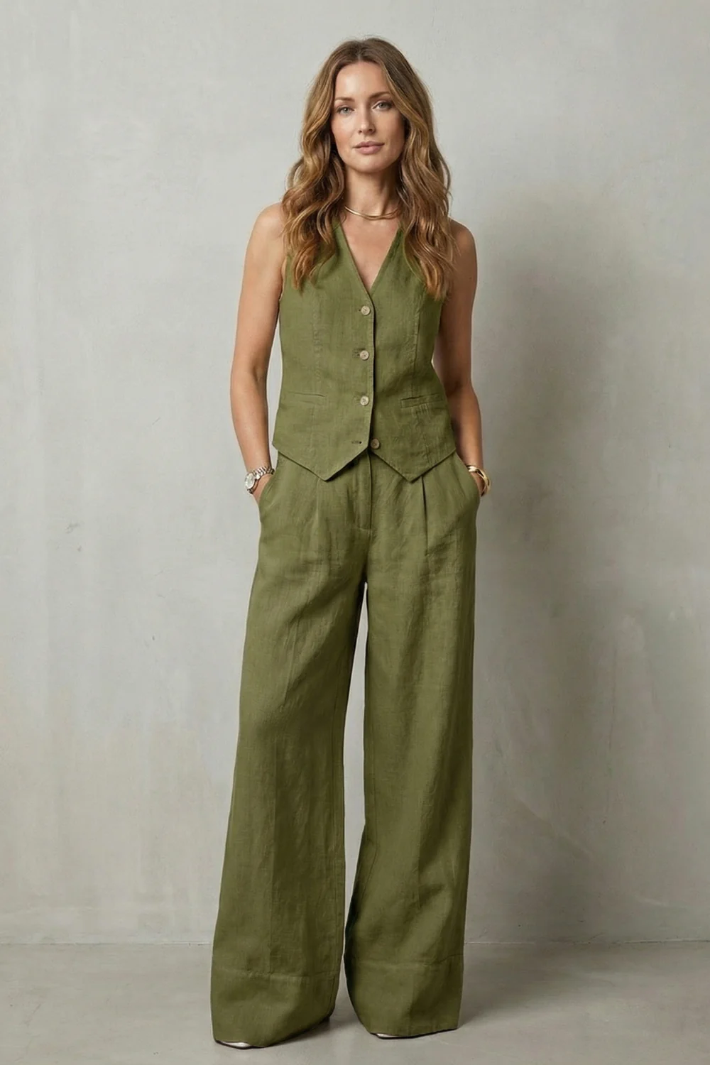 Linéaura – Relaxed tailored elegance – Vest and trouser set - Image 14