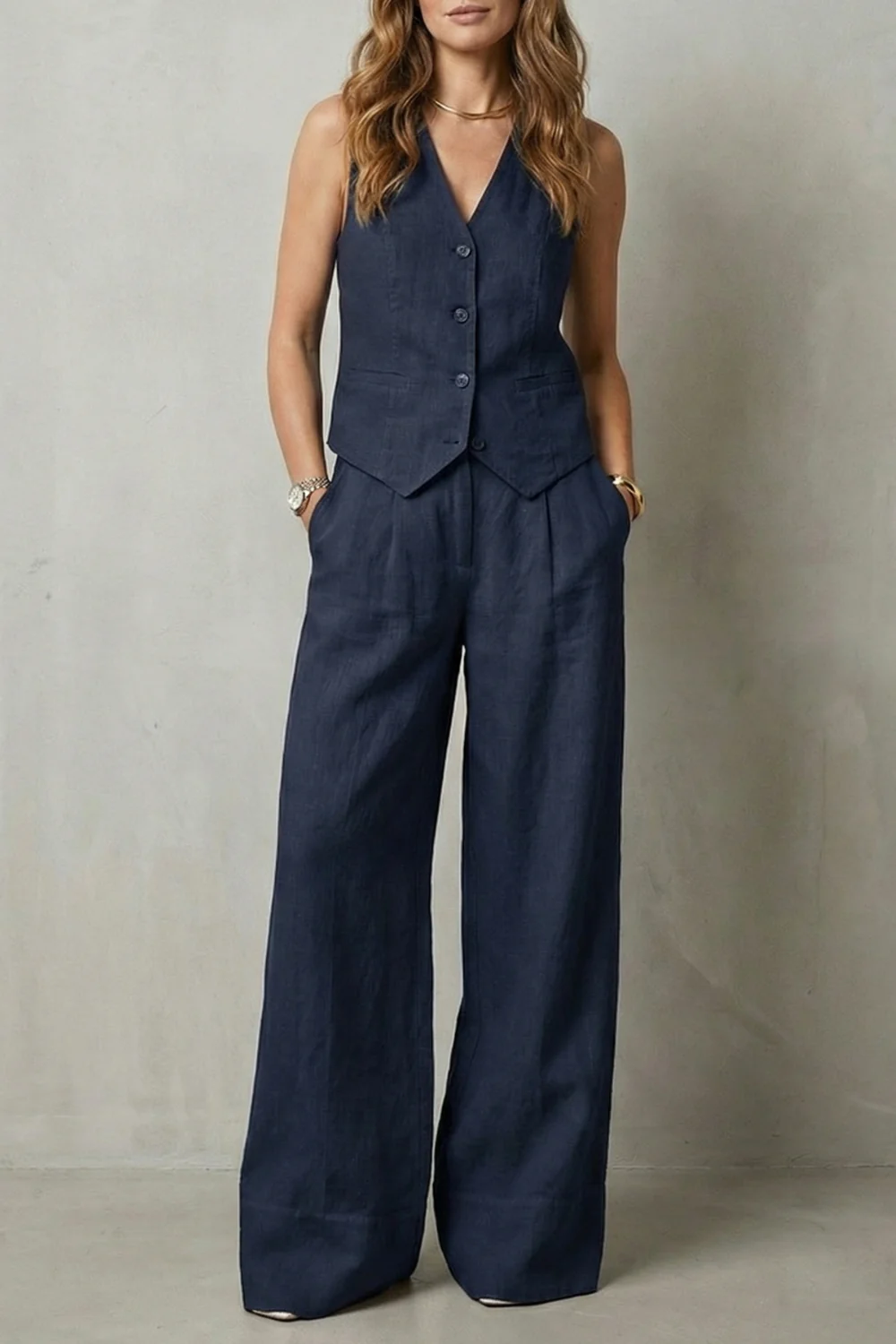 Linéaura – Relaxed tailored elegance – Vest and trouser set - Image 15