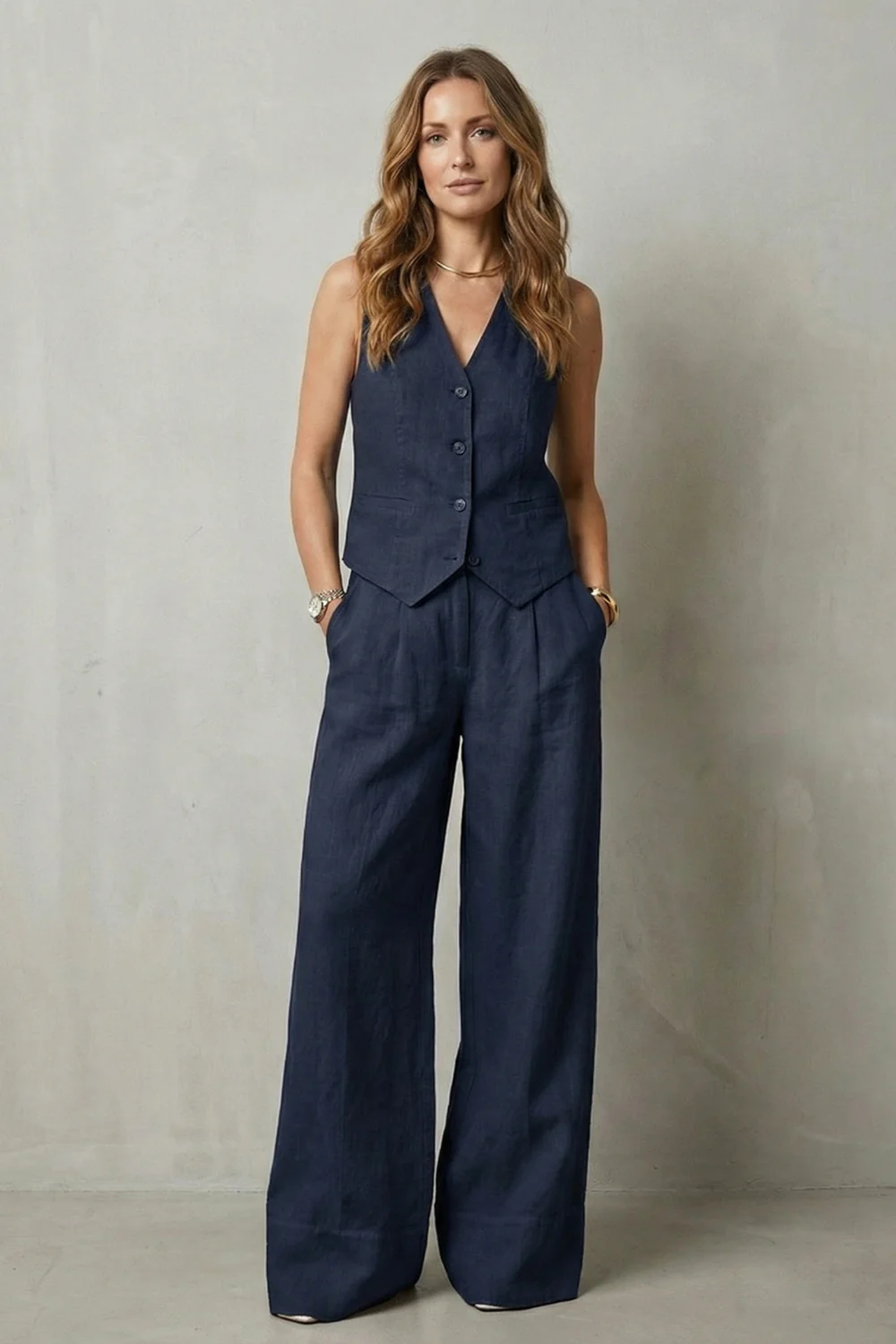 Linéaura – Relaxed tailored elegance – Vest and trouser set - Image 16