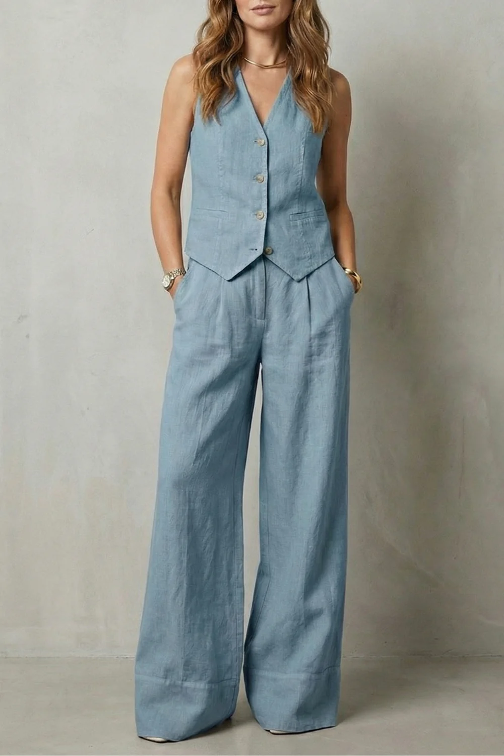 Linéaura – Relaxed tailored elegance – Vest and trouser set - Image 17