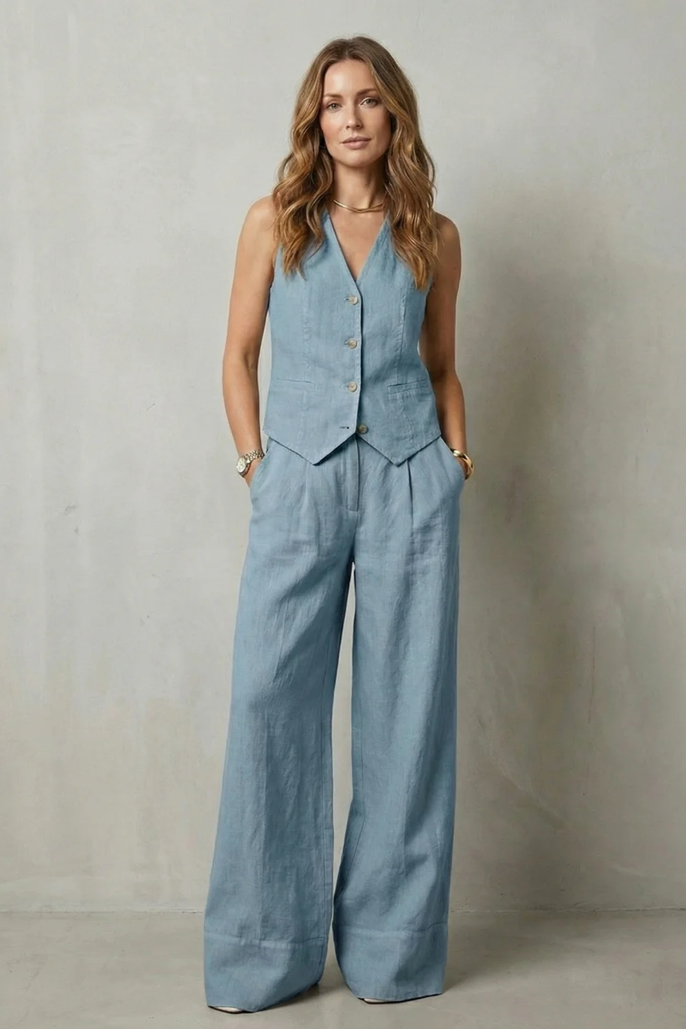 Linéaura – Relaxed tailored elegance – Vest and trouser set - Image 18