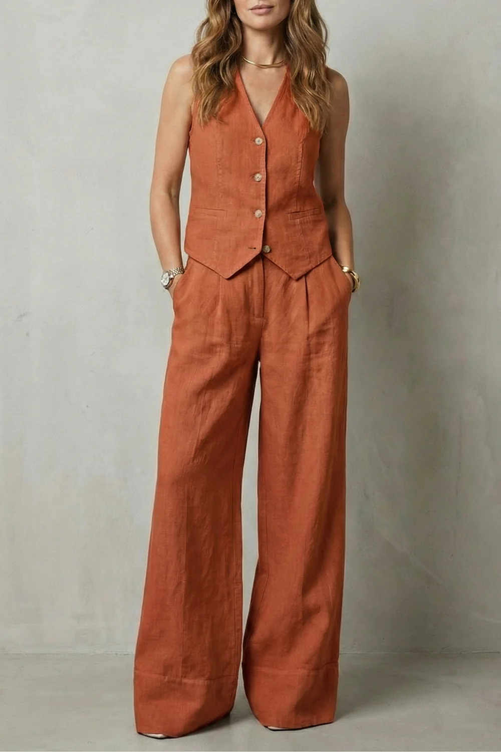 Linéaura – Relaxed tailored elegance – Vest and trouser set - Image 19