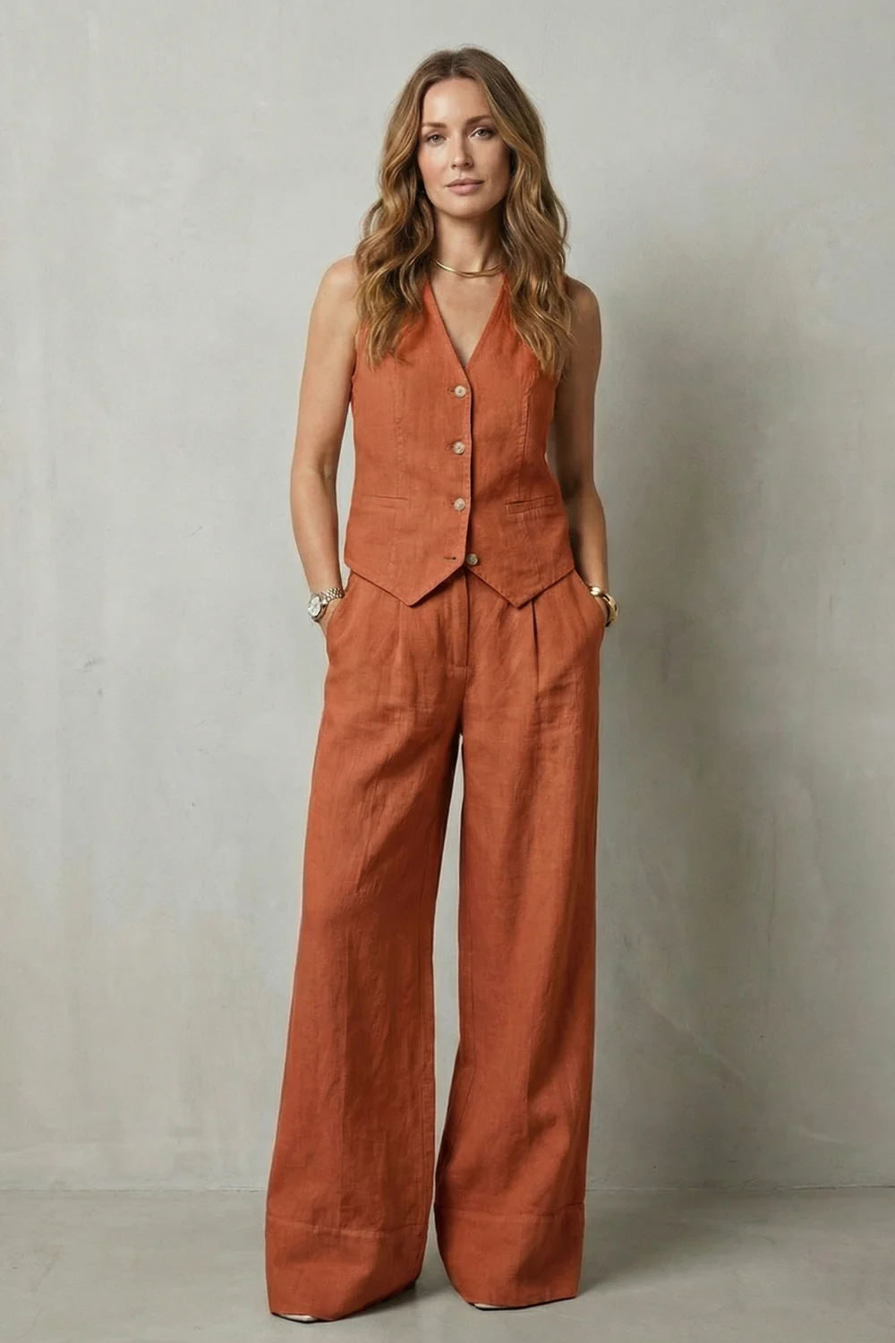 Linéaura – Relaxed tailored elegance – Vest and trouser set - Image 20