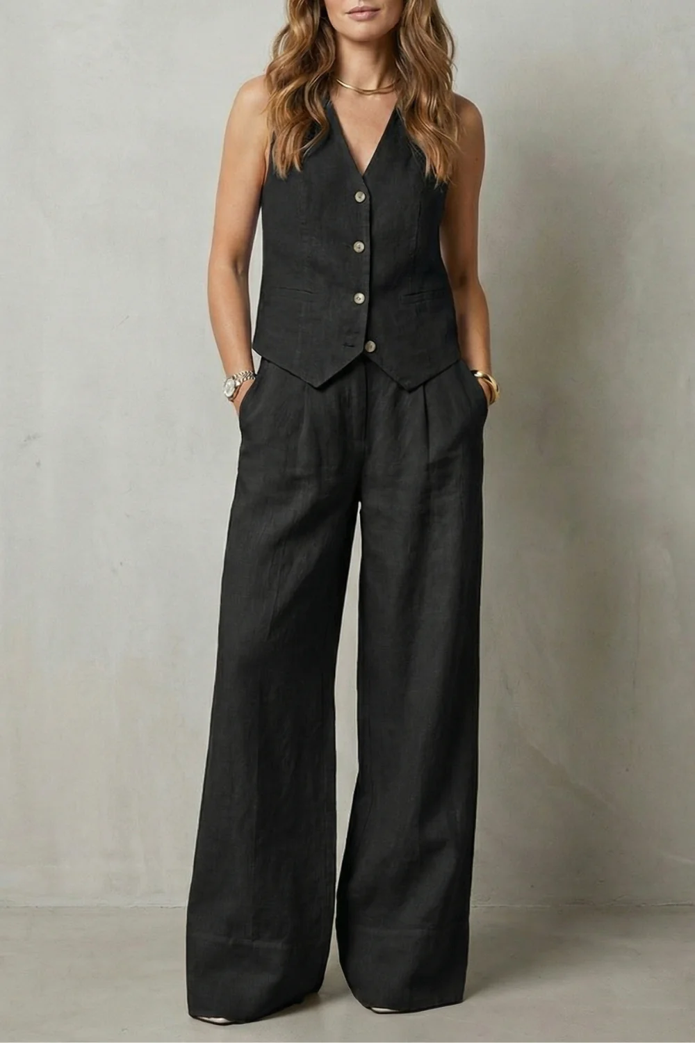 Linéaura – Relaxed tailored elegance – Vest and trouser set - Image 7