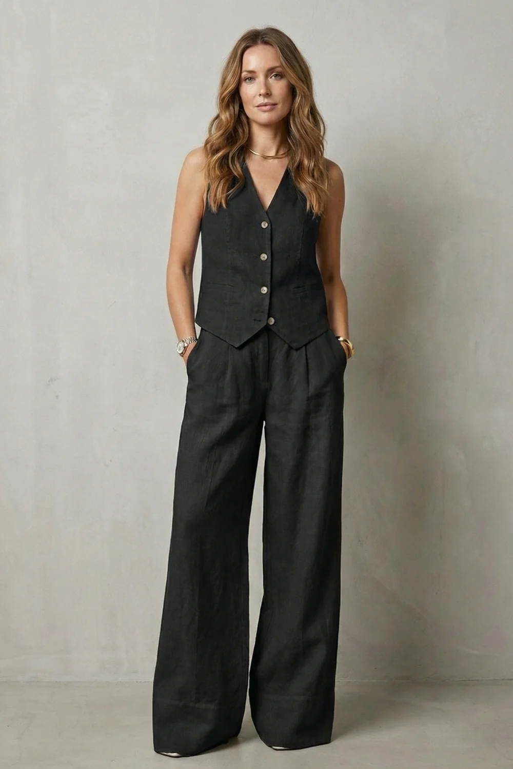 Linéaura – Relaxed tailored elegance – Vest and trouser set - Image 8