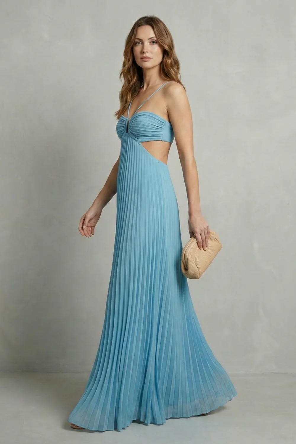 Luellara – Pleated halter elegance – Maxi dress - Image 3