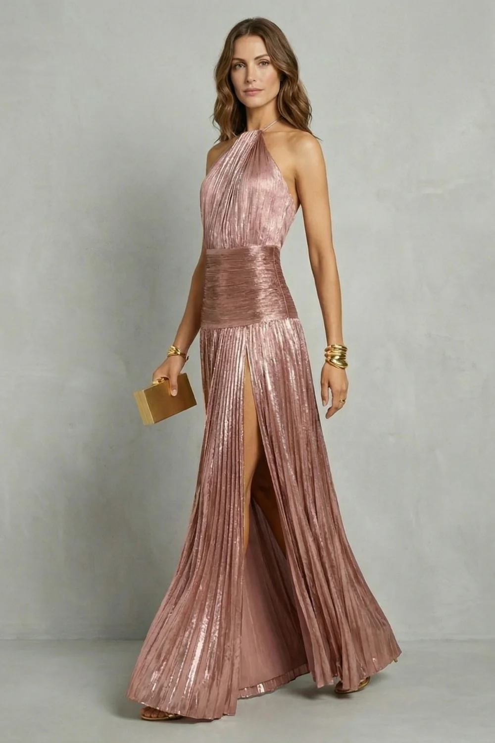 Luminara – Metallic draped elegance – Maxi dress - Image 3