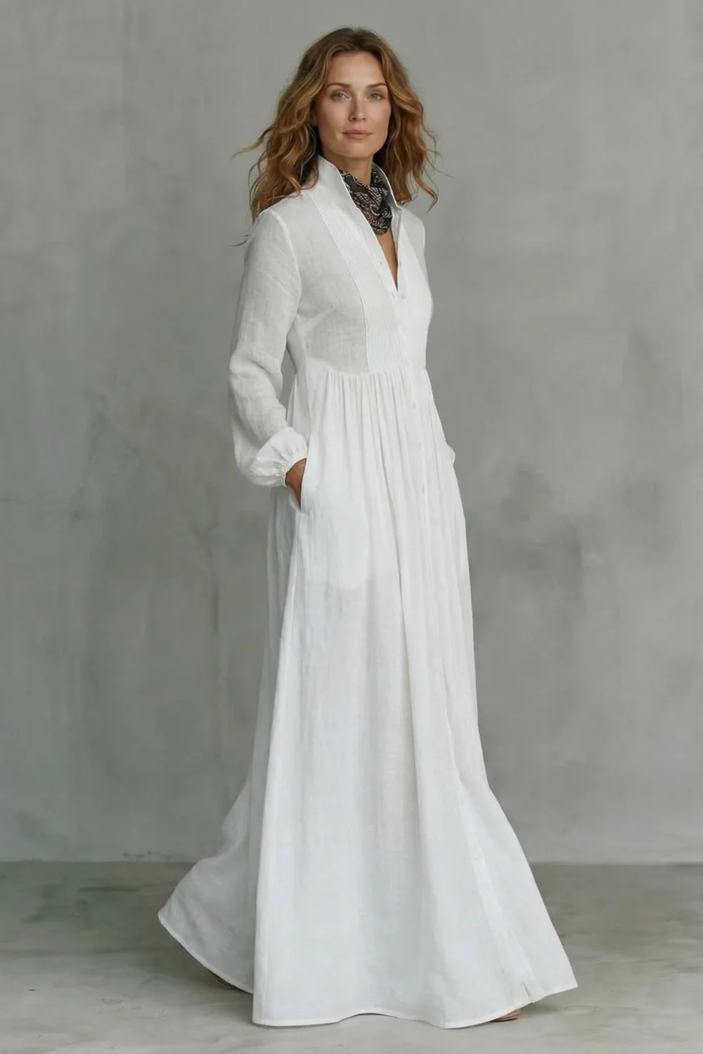 Lunarelle – Timeless minimalism – Mao collar maxi dress - Image 3