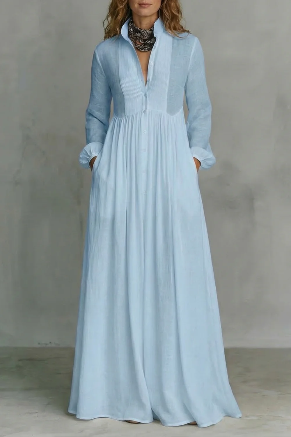 Lunarelle – Timeless minimalism – Mao collar maxi dress - Image 5