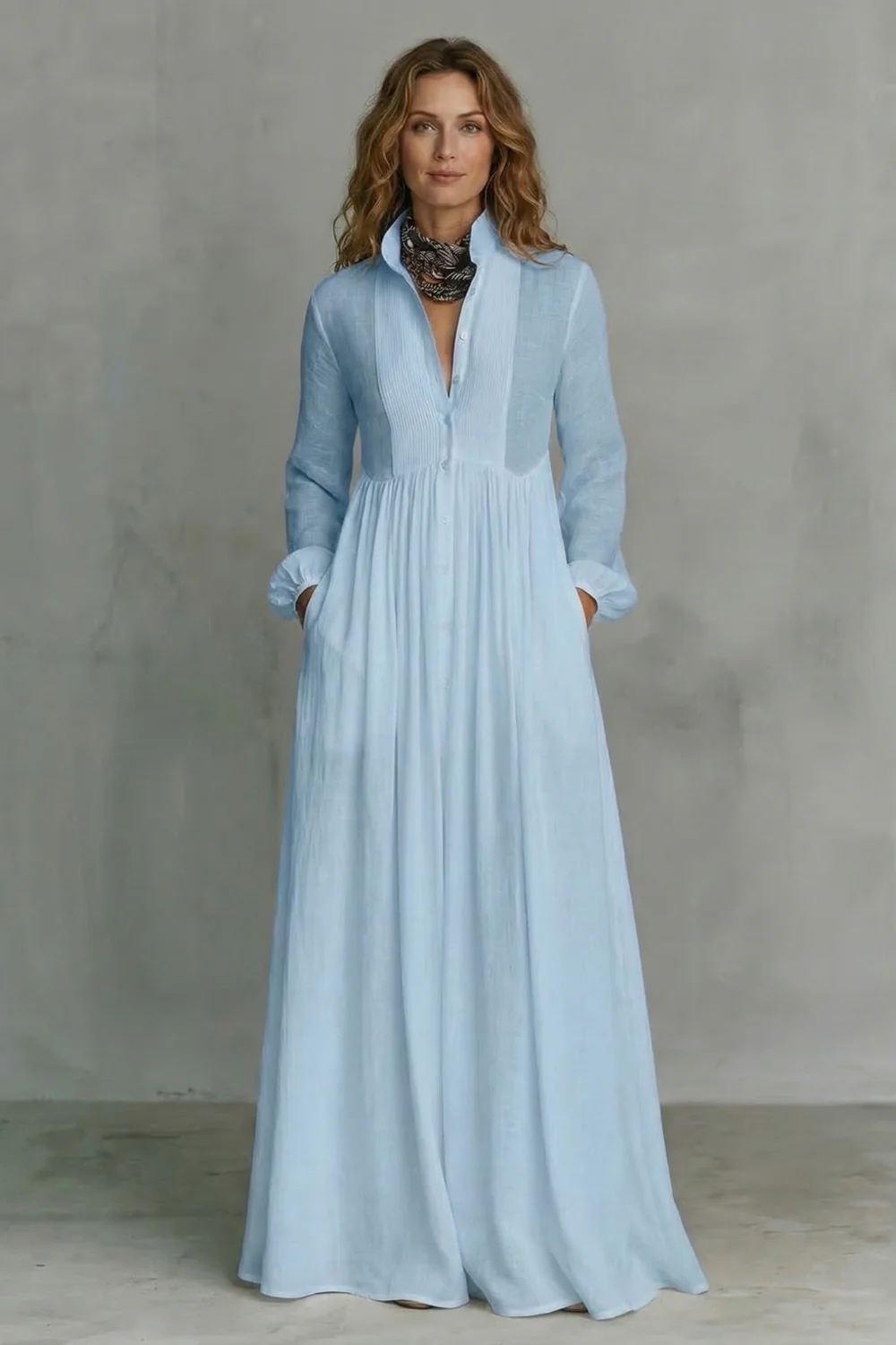 Lunarelle – Timeless minimalism – Mao collar maxi dress - Image 6