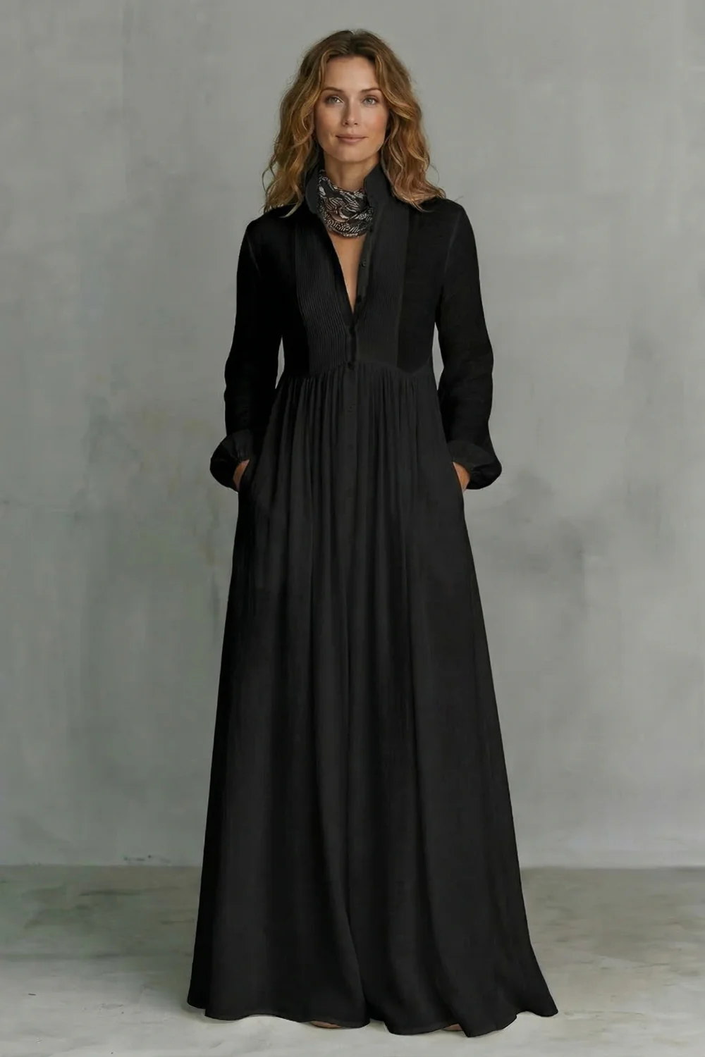 Lunarelle – Timeless minimalism – Mao collar maxi dress - Image 8