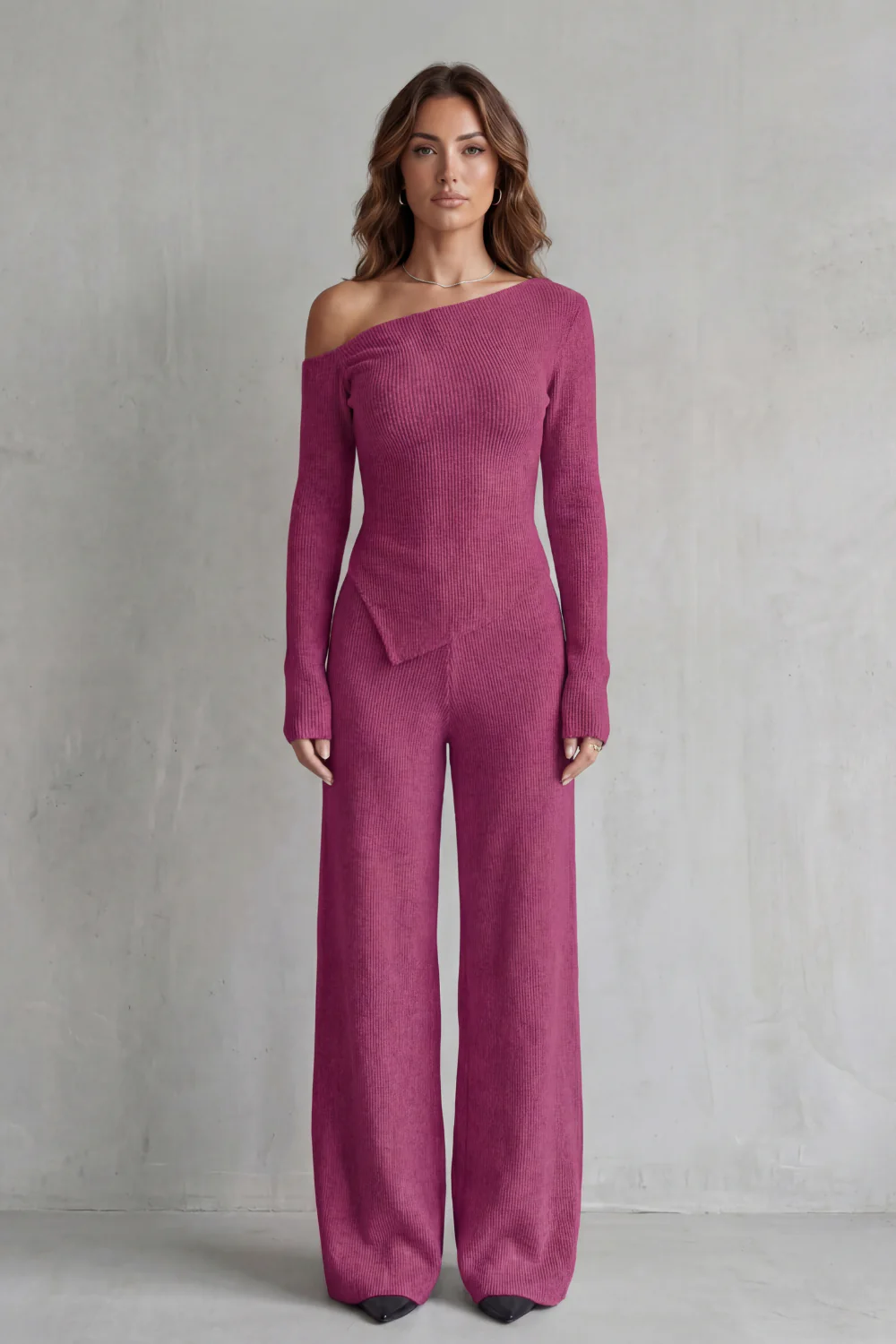 Lunavie – Asymmetric neckline – Knit lounge set - Image 8