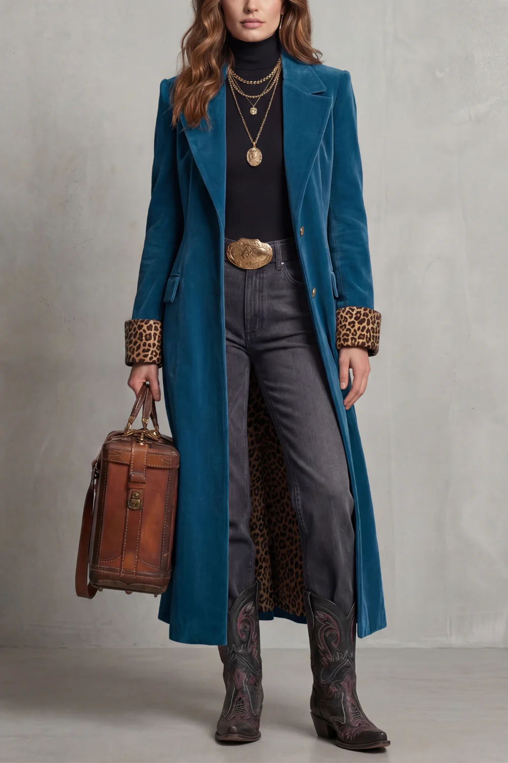Lusavine – Leopard-lined velvet elegance – Long coat - Image 5