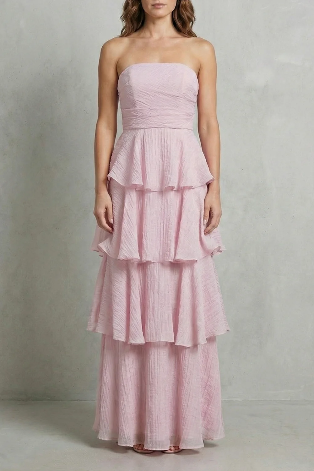 Margaret – Soft cascading layers – Strapless tiered maxi dress - Image 11