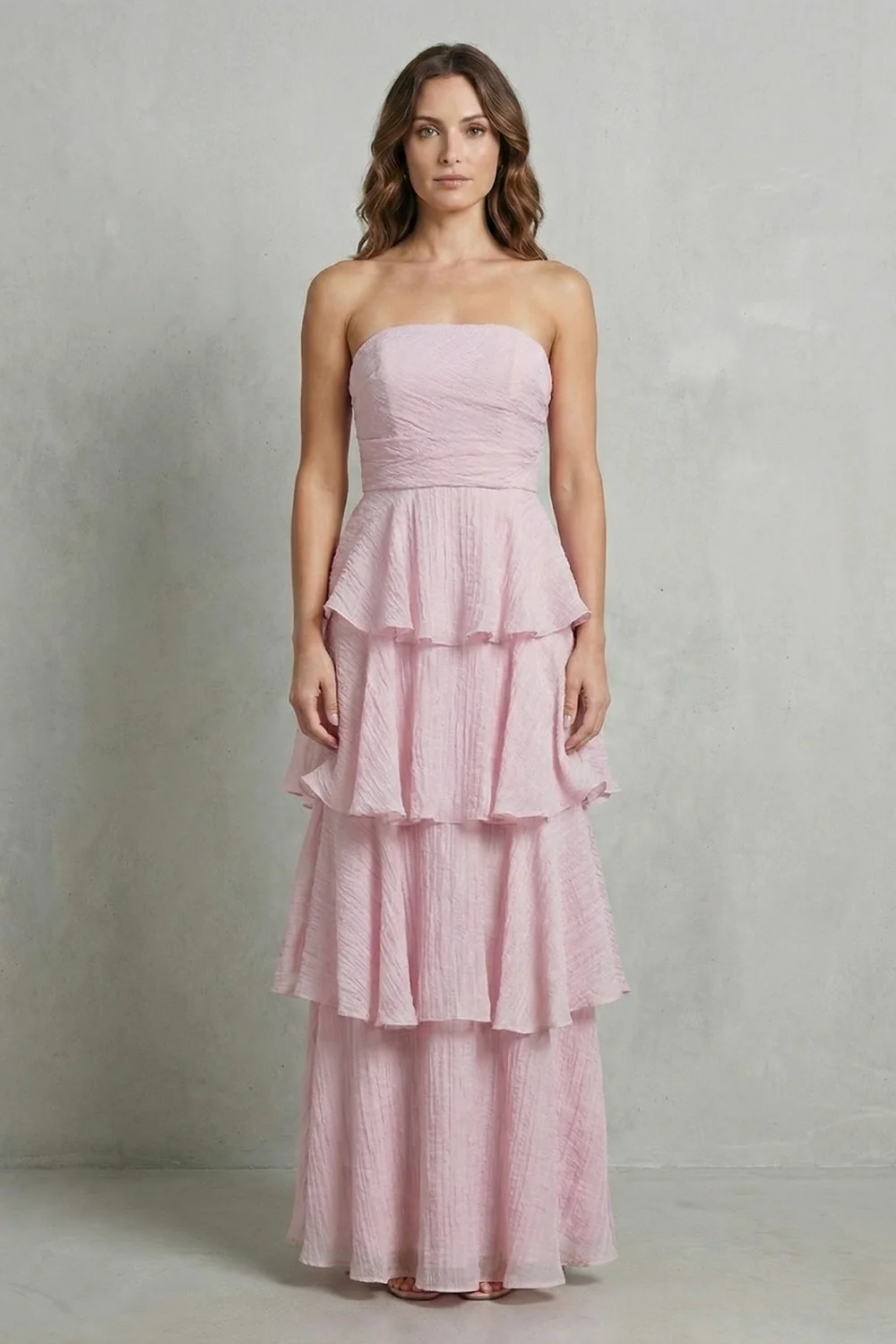 Margaret – Soft cascading layers – Strapless tiered maxi dress - Image 12